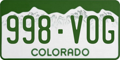 CO license plate 998VOG