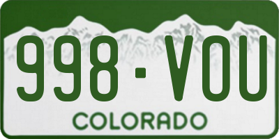 CO license plate 998VOU