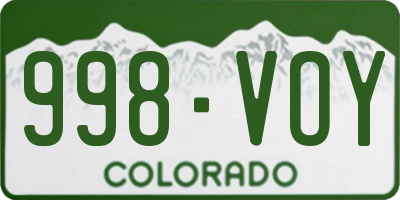 CO license plate 998VOY