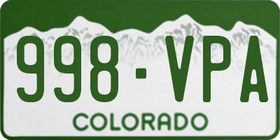 CO license plate 998VPA