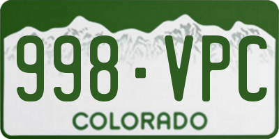 CO license plate 998VPC