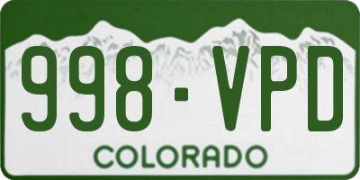 CO license plate 998VPD