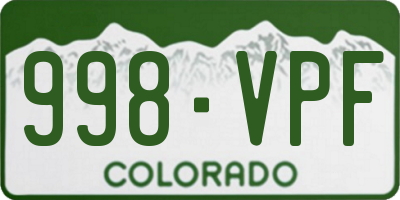 CO license plate 998VPF