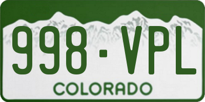 CO license plate 998VPL