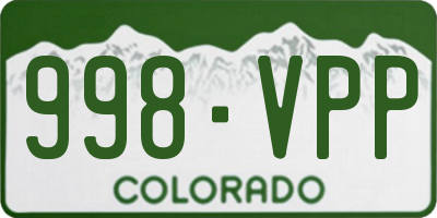 CO license plate 998VPP