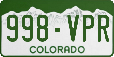 CO license plate 998VPR