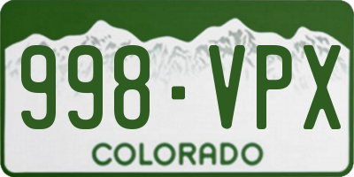 CO license plate 998VPX