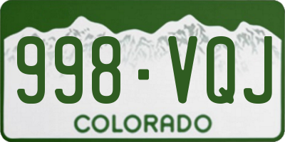 CO license plate 998VQJ