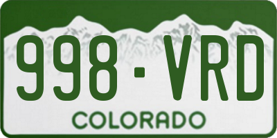 CO license plate 998VRD