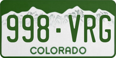 CO license plate 998VRG