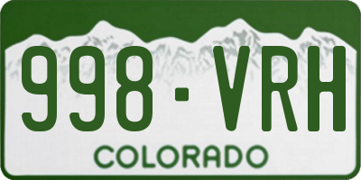 CO license plate 998VRH