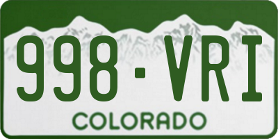 CO license plate 998VRI