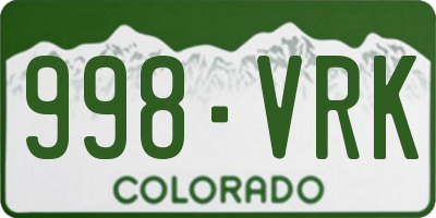 CO license plate 998VRK