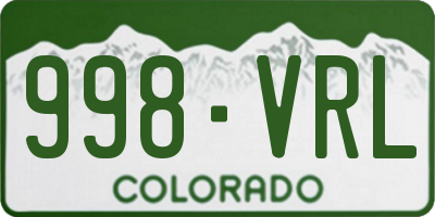 CO license plate 998VRL