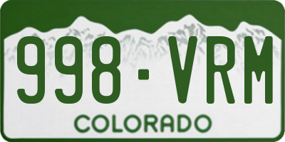 CO license plate 998VRM