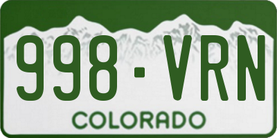 CO license plate 998VRN