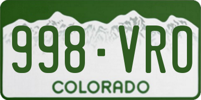 CO license plate 998VRO