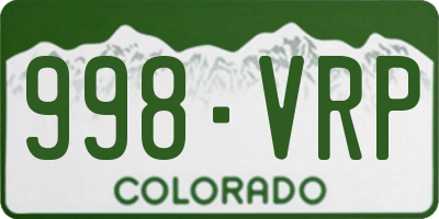 CO license plate 998VRP
