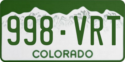 CO license plate 998VRT