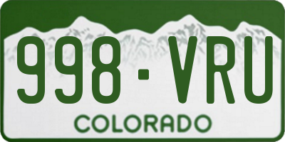 CO license plate 998VRU