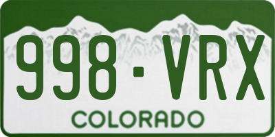 CO license plate 998VRX