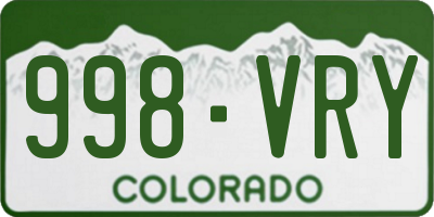 CO license plate 998VRY