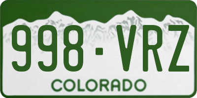 CO license plate 998VRZ