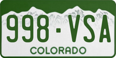 CO license plate 998VSA