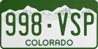 CO license plate 998VSP