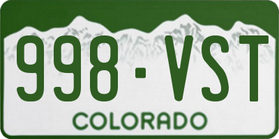 CO license plate 998VST