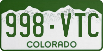 CO license plate 998VTC