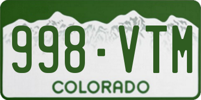 CO license plate 998VTM