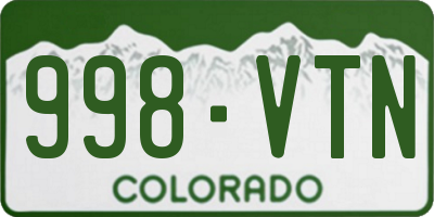 CO license plate 998VTN