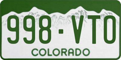 CO license plate 998VTO