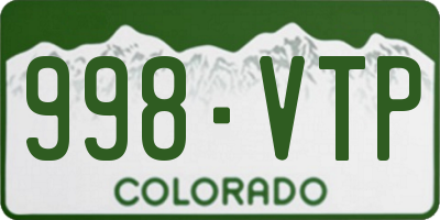 CO license plate 998VTP