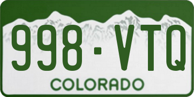 CO license plate 998VTQ
