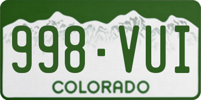 CO license plate 998VUI
