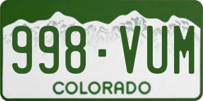 CO license plate 998VUM