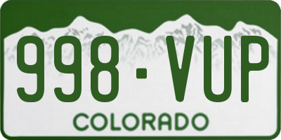 CO license plate 998VUP