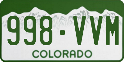 CO license plate 998VVM
