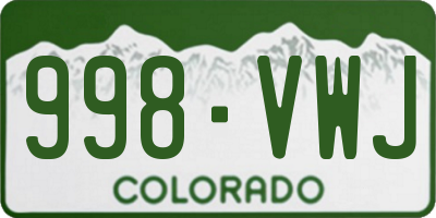 CO license plate 998VWJ