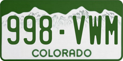 CO license plate 998VWM