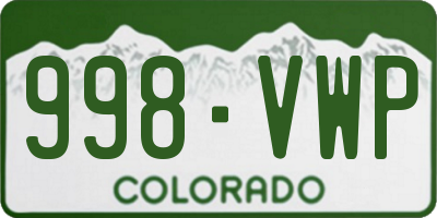 CO license plate 998VWP