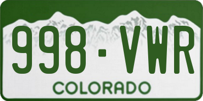 CO license plate 998VWR