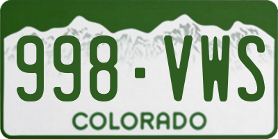 CO license plate 998VWS