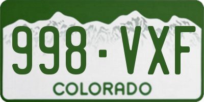CO license plate 998VXF