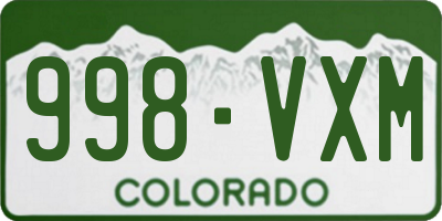 CO license plate 998VXM