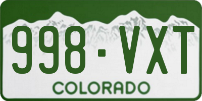 CO license plate 998VXT