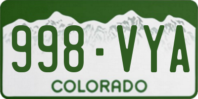 CO license plate 998VYA