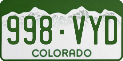 CO license plate 998VYD